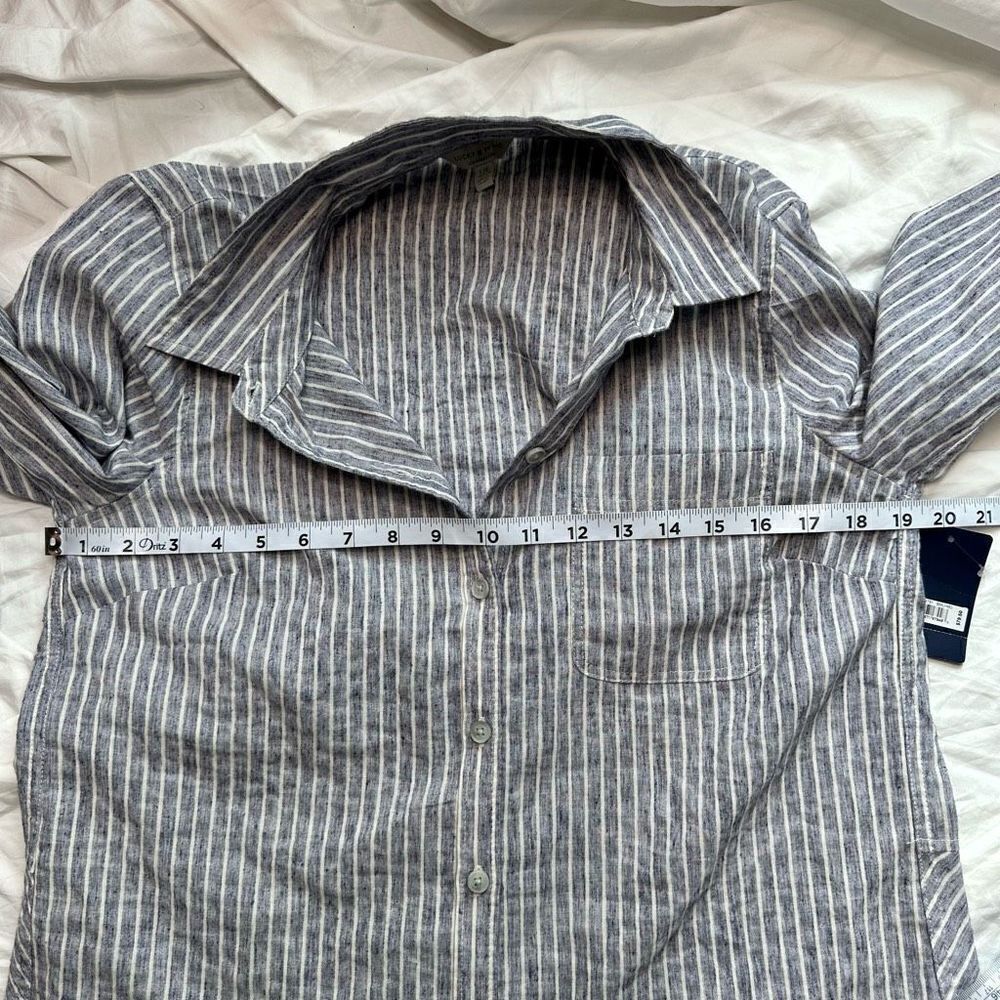 Lucky Brand Womens Striped Chambray Top Large Modern Casual Minimalist NWT - Picture 8 of 13